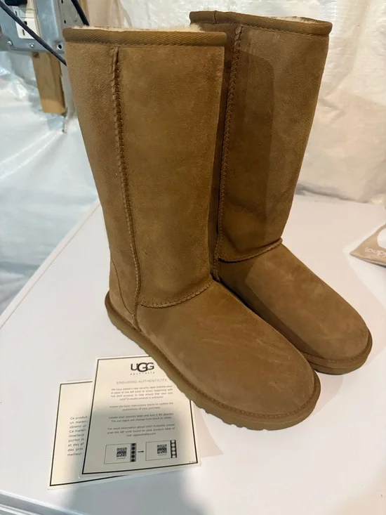 UGG Tall Classic Suede Boots - Chestnut Brown - Picture 1 of 3